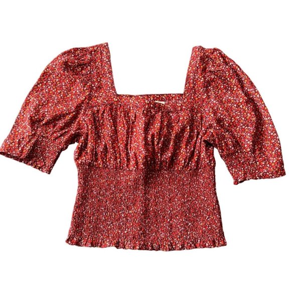 universal thread womans medium‎ red floral blouse top | c2 - Picture 1 of 5